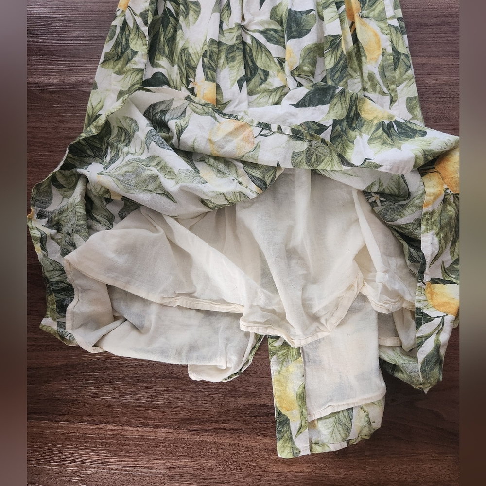 H&M White Sundress with Green Leaf and Yellow Lemon Print - Picture 7 of 10